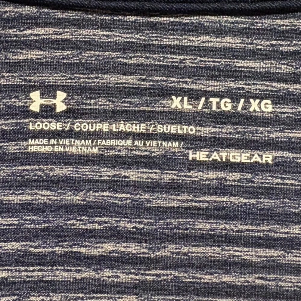 Under Armour Men's Heatgear Loose‎ Fit Navy Striped Grey Golf Polo Shirt XL - Picture 4 of 6